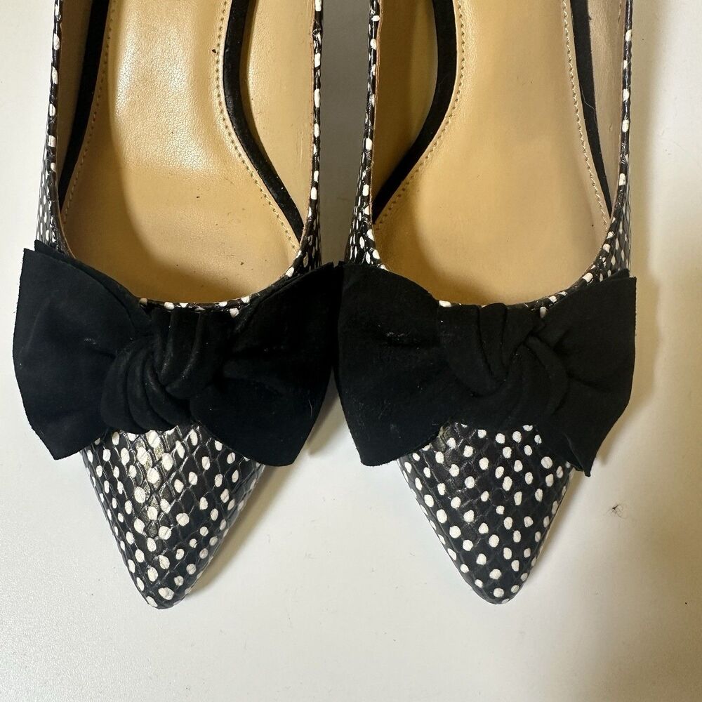 Talbots Polka Dot Bow Heels Black White Kitten Heel Pumps Women 7.5 - Picture 6 of 7